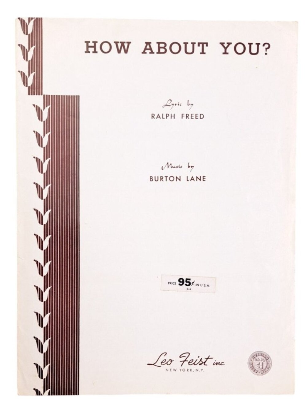 Vintage How About You Sheet Music Ralph Freed Burton Lane 1941 Babes On Broadway